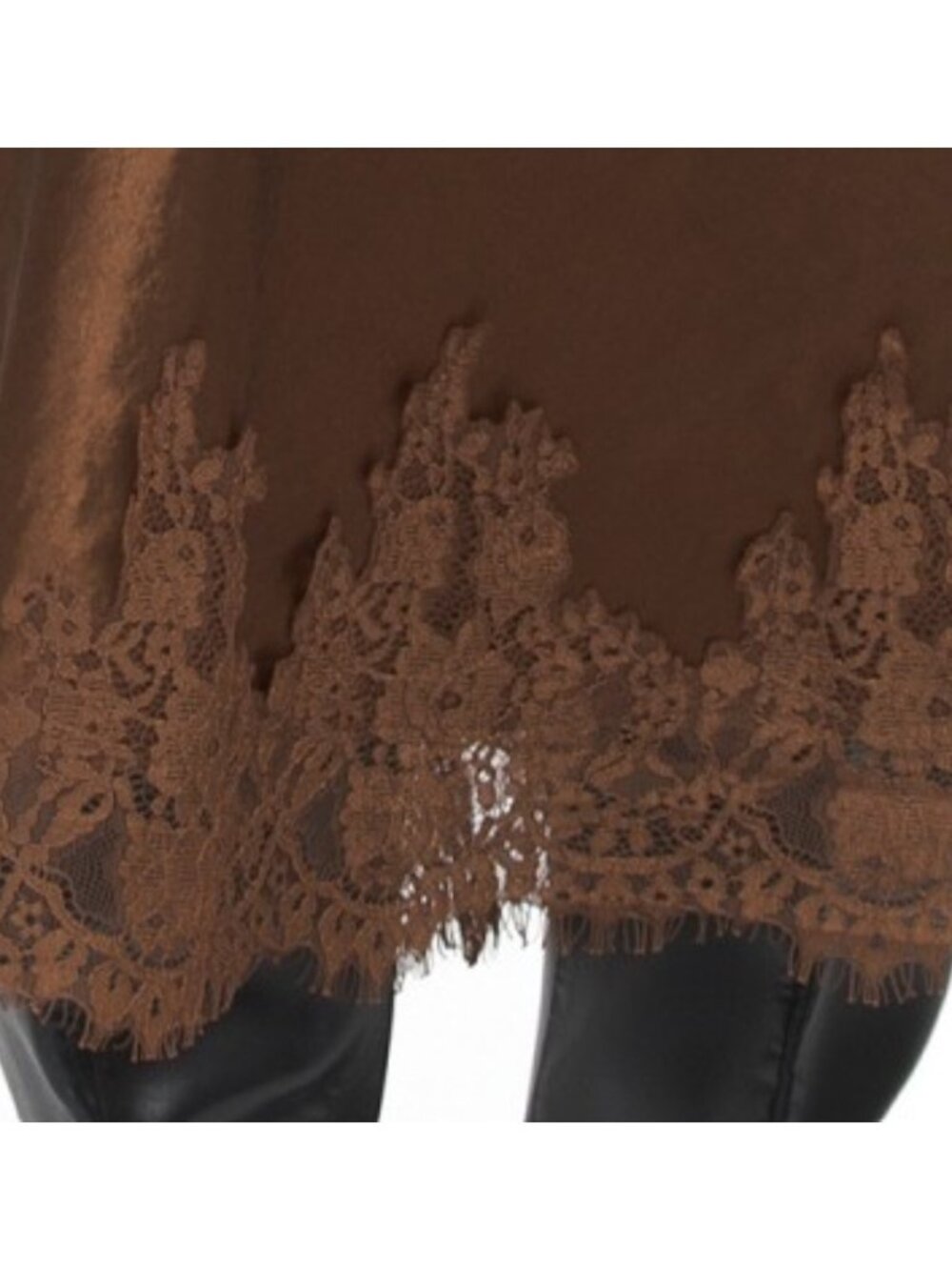 WDNY Satin Midi Skirt With Lace Detail - Picture 3 of 3